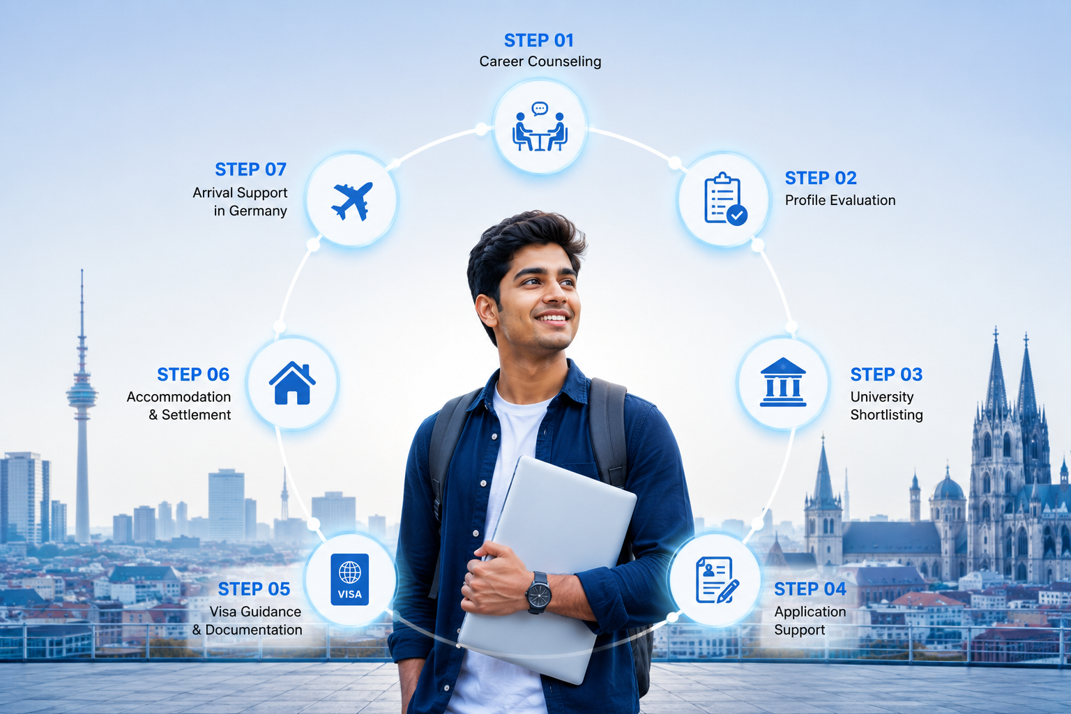 Student receiving university admission and planning