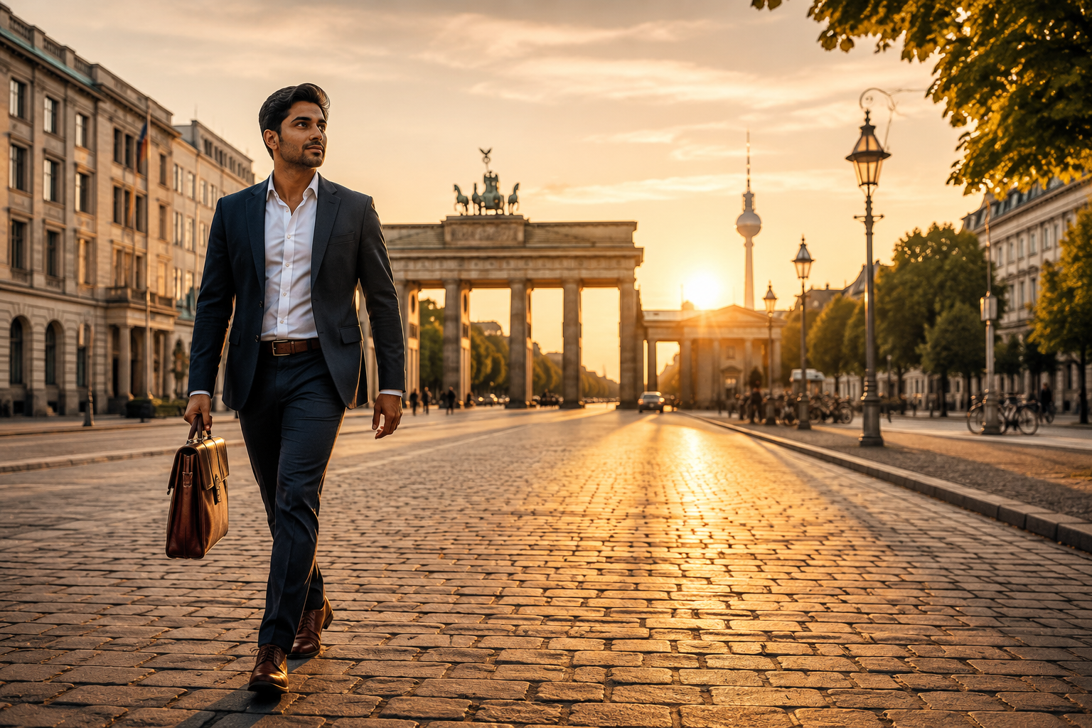 Professional walking towards career success in Germany